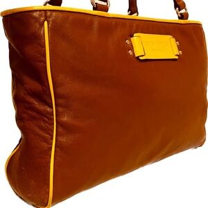 Kate Spade Shoulder Handbag in soft leather, fall tones with yellow/blue floral.